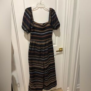 NWT Anthropologie x Hutch Sunset Embroidered Black Wide Leg Jumpsuit Sz Large